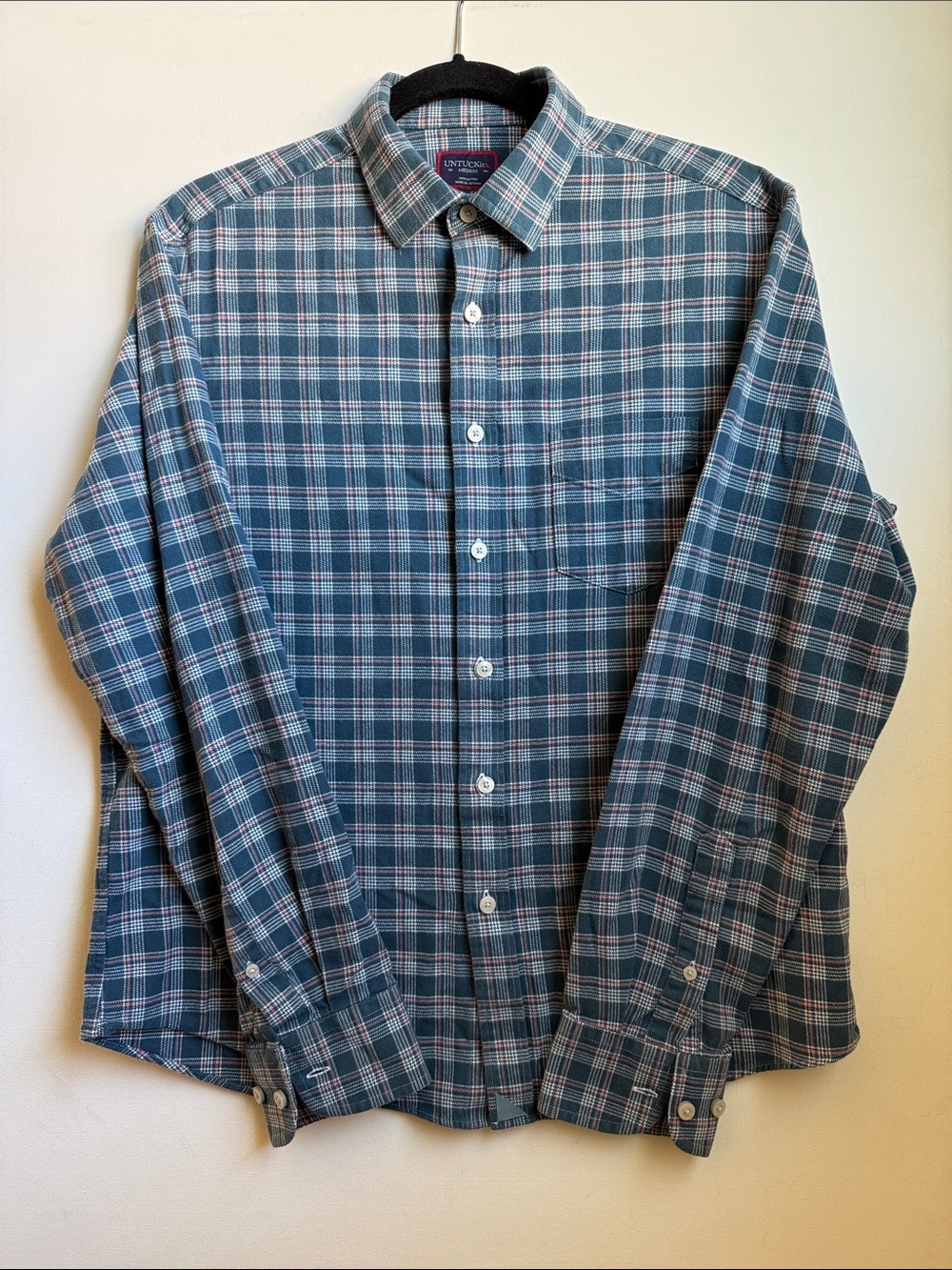 UNTUCKit Teal and White Plaid Long-Sleeve Button-Down Shirt